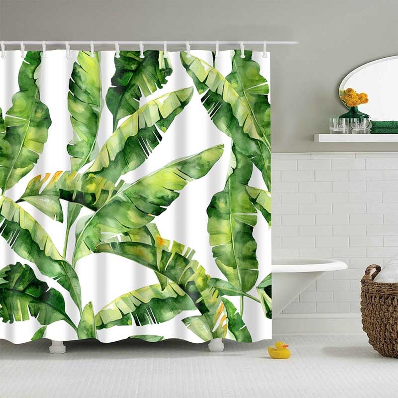 Banana Leaf Print Shower Curtains
