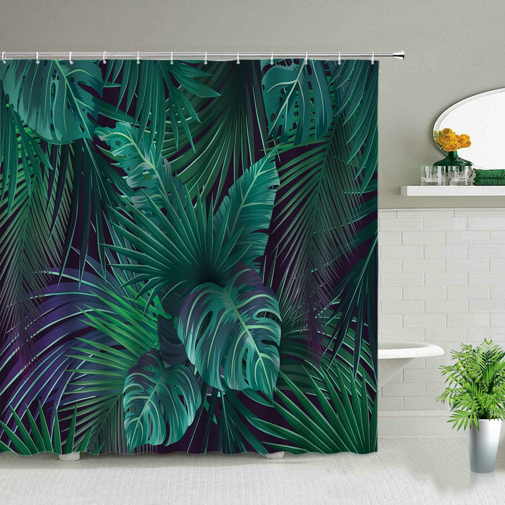 Banana Leaf And Palm Tree Shower Curtains