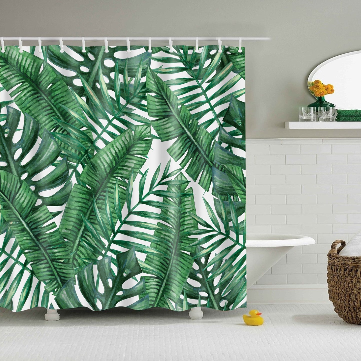 Banana Leaf And Monstera Leaf Shower Curtains