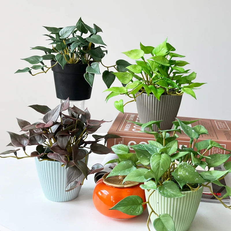 Artificial Mini Green Plant Bouquet – Realistic PVC Faux Grass Decor