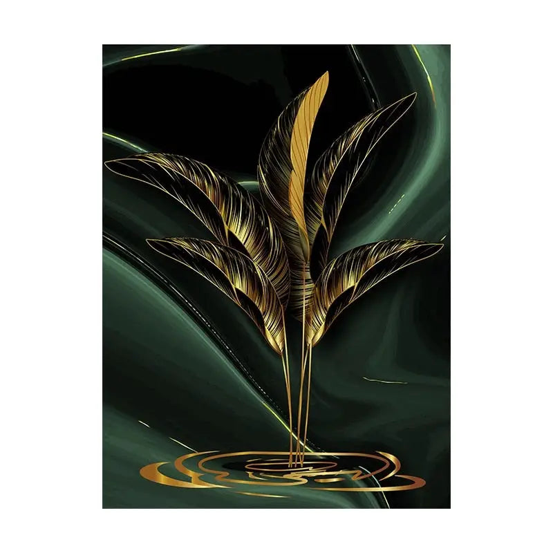 Black and gold tropical wall Art