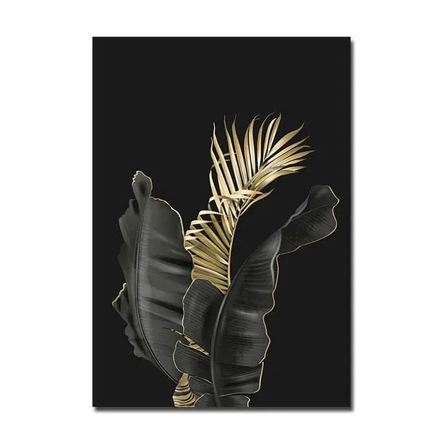 Black and gold tropical wall Art