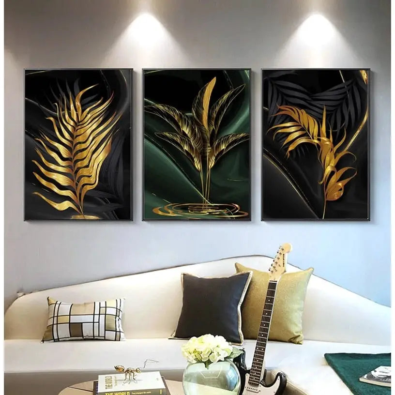 Black and gold tropical wall Art