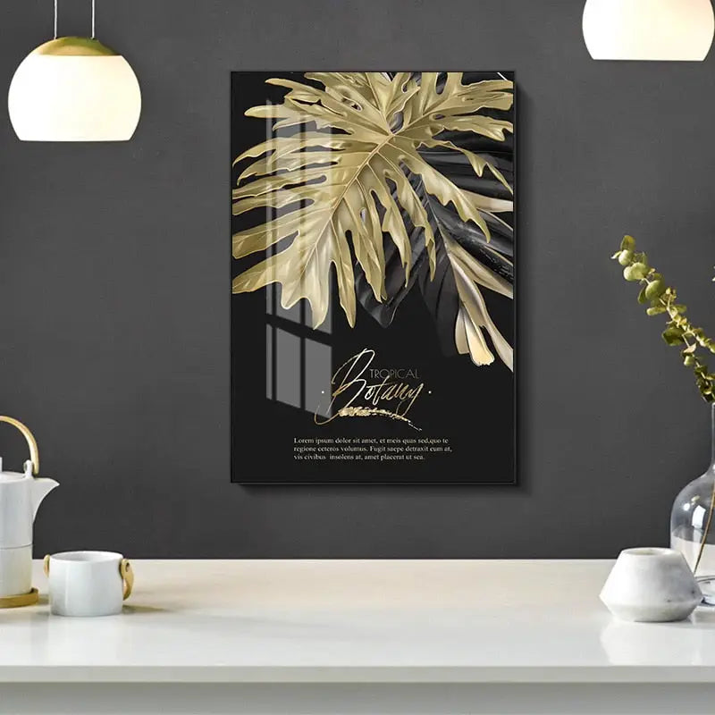 Black and gold tropical wall Art
