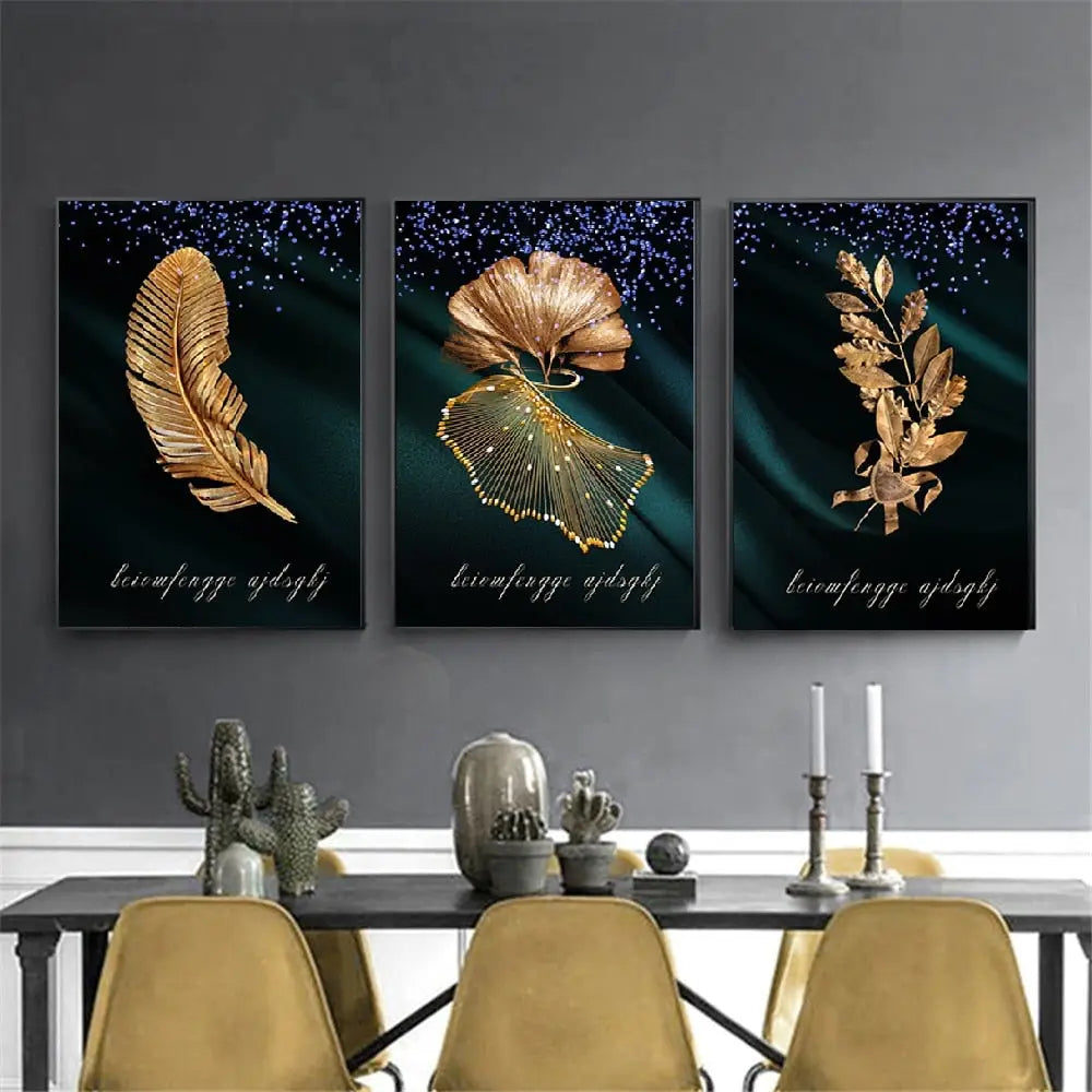 Black and gold tropical wall Art