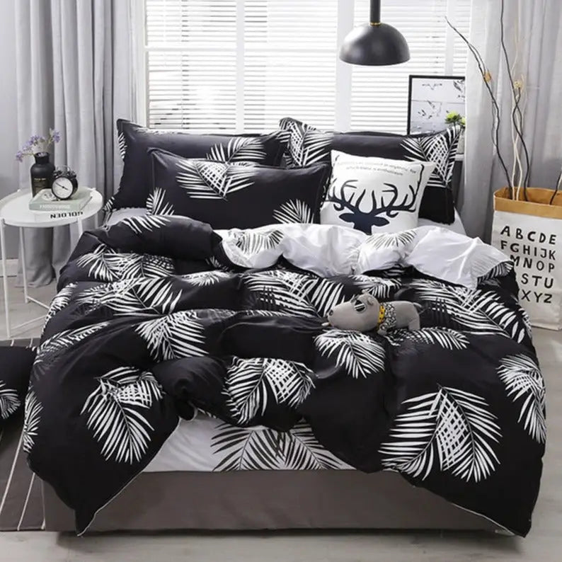 housse-de-couette-tropical-noir-et-blanc