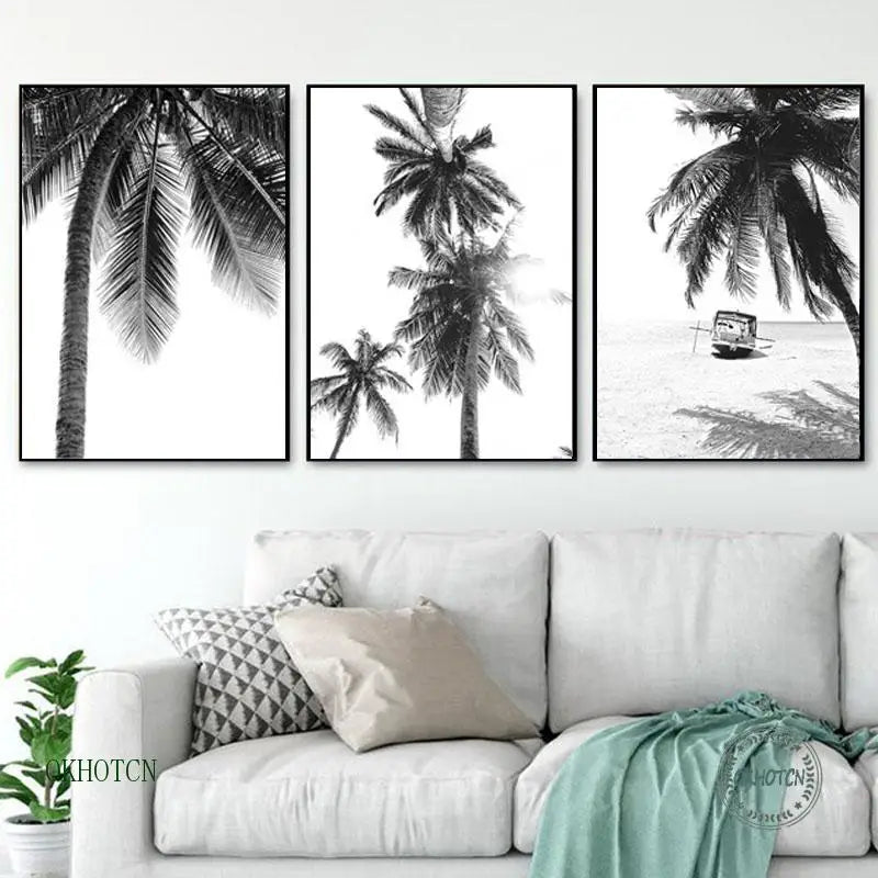 Black and White Tropical wall Art