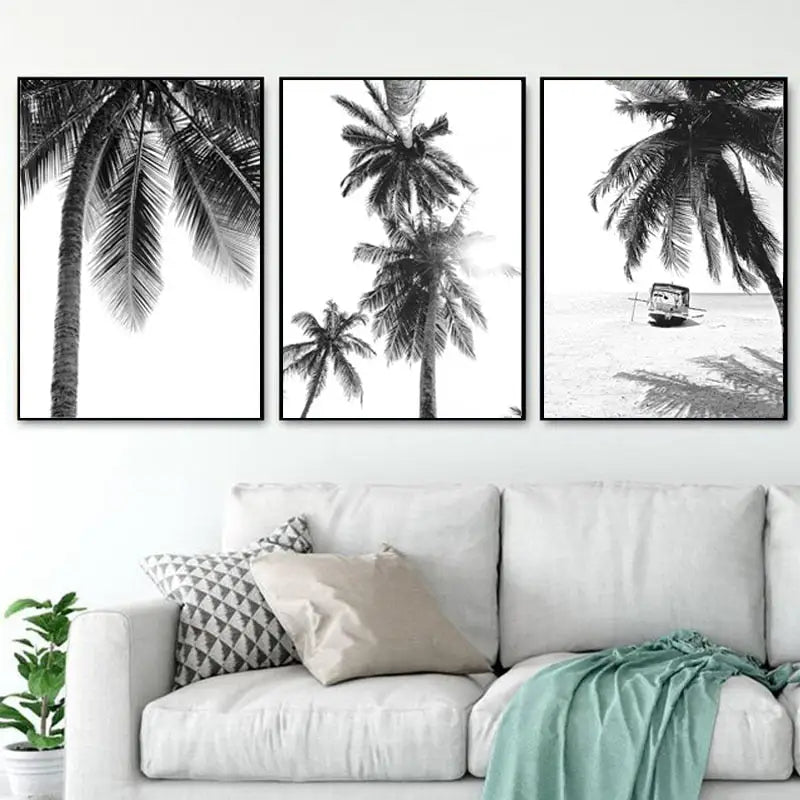 Black and White Tropical wall Art