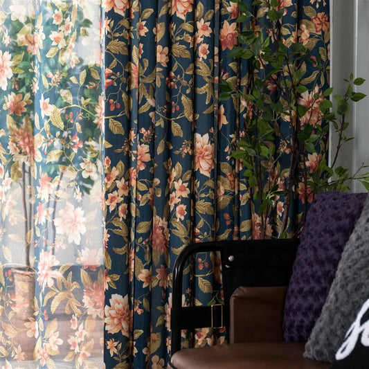 Blue Tropical Curtain
