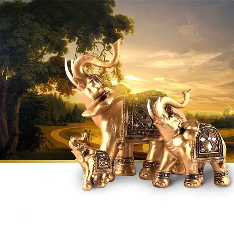Gold Elephant Statuette