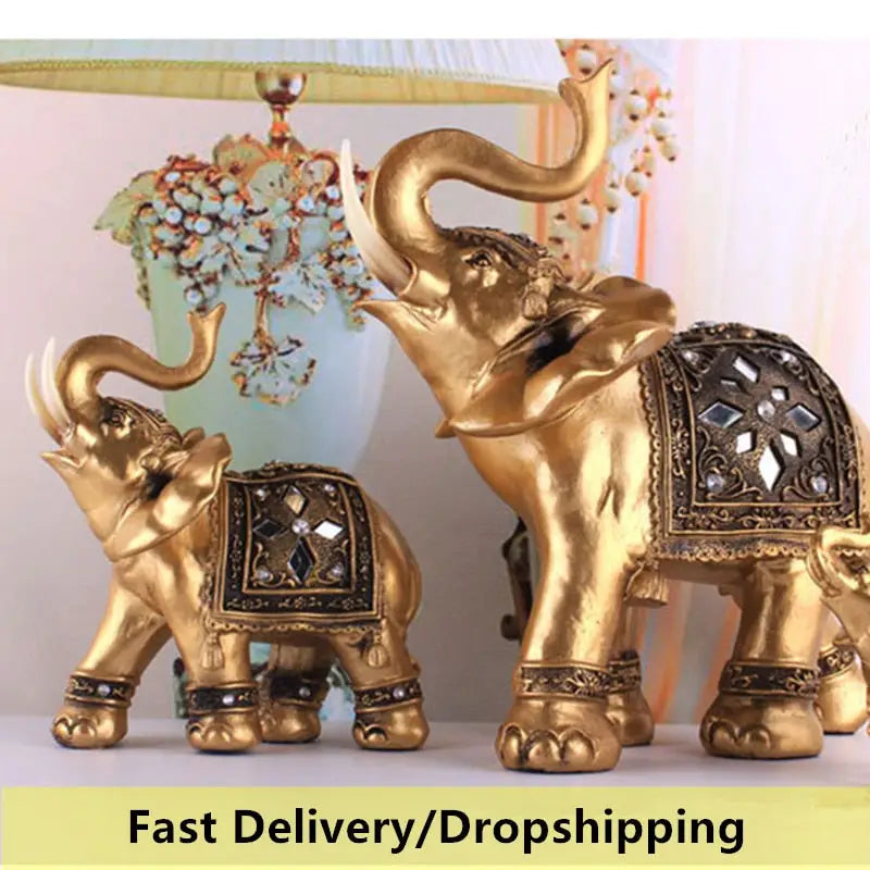 Gold Elephant Statuette