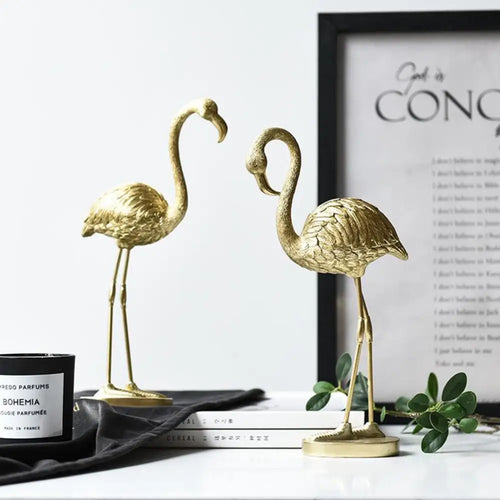 Gold Flamingo Statue