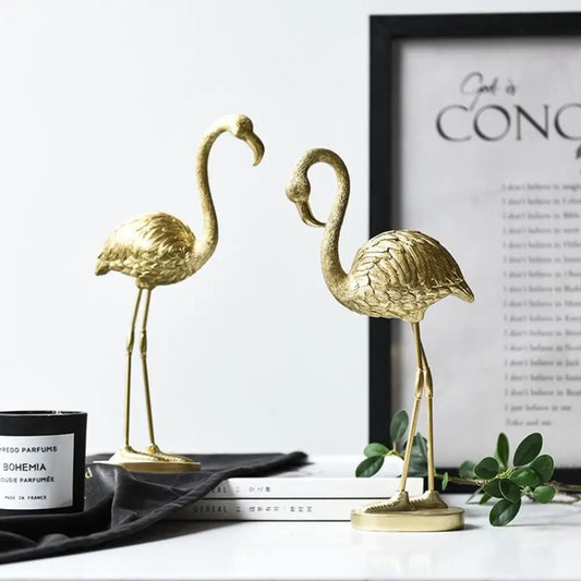 Gold Flamingo Statue
