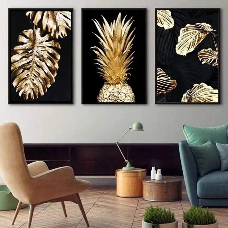 Gold Pineapple Wall Art