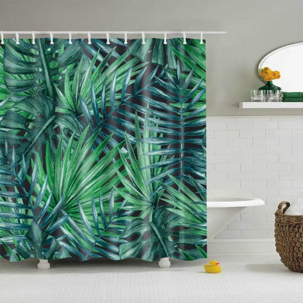 tropical-leaves-shower-curtain
