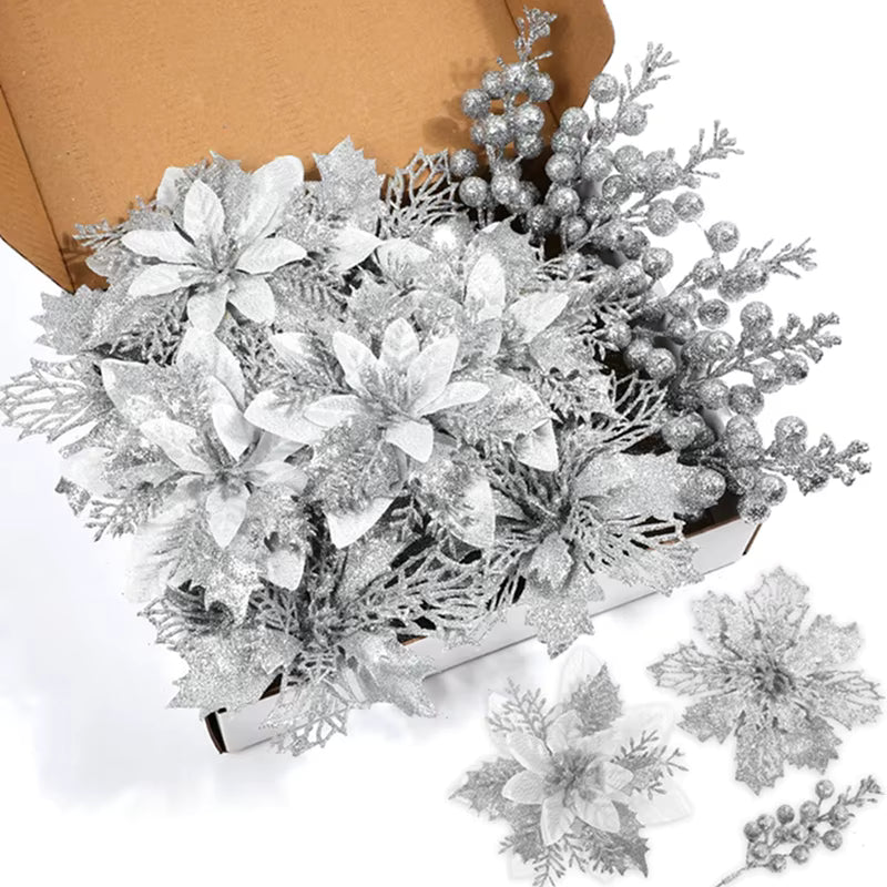 Tropical Christmas Flower & Berry Picks – 22-Piece Set