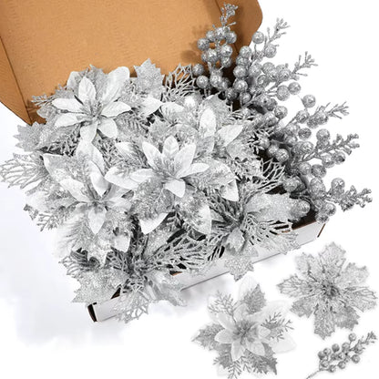 Tropical Christmas Flower & Berry Picks – 22-Piece Set