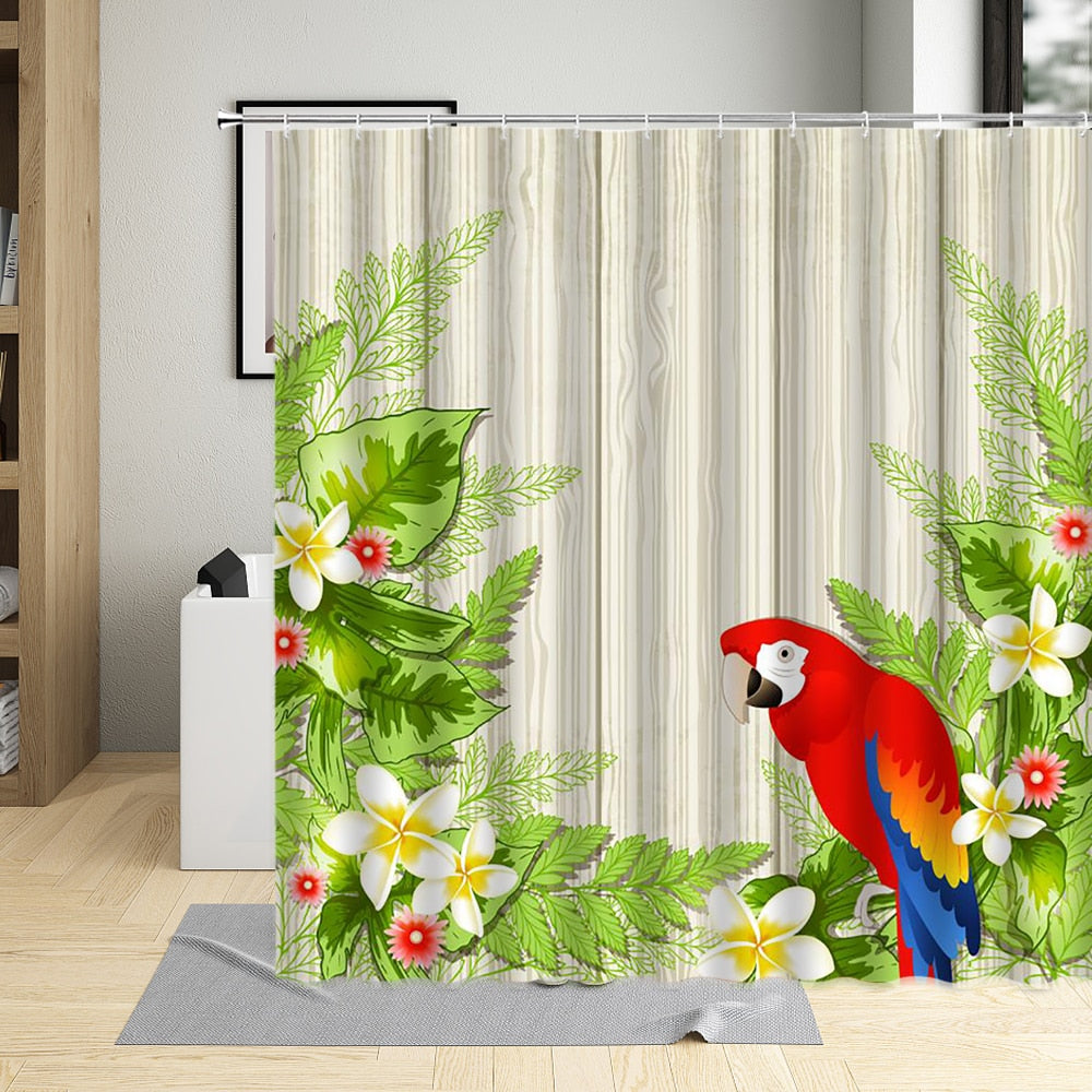 Parrot-Themed Shower Curtains