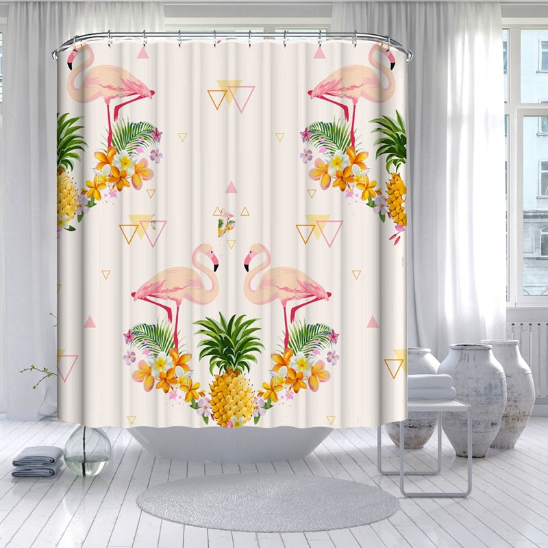 Pineapple And Flamingo Shower Curtains