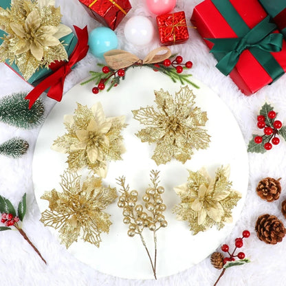 Tropical Christmas Flower & Berry Picks – 22-Piece Set