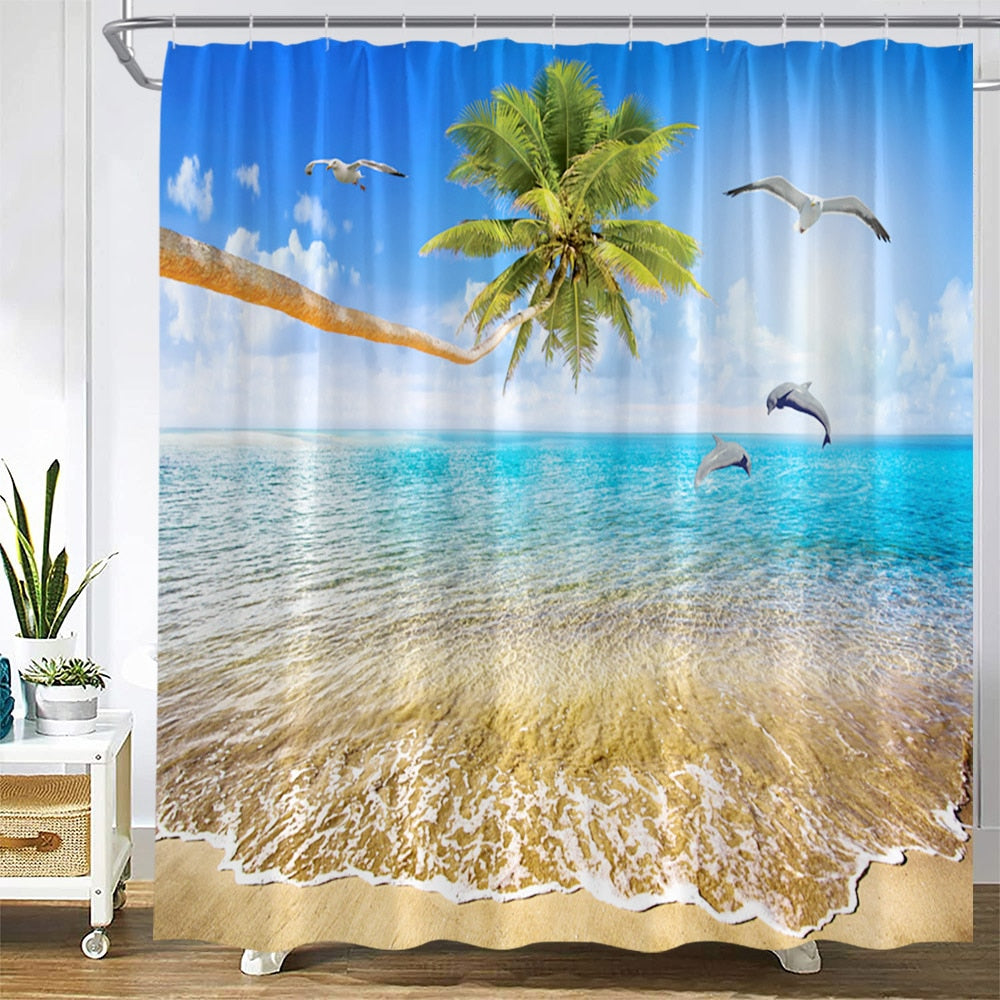 Beach-Themed Shower Curtains
