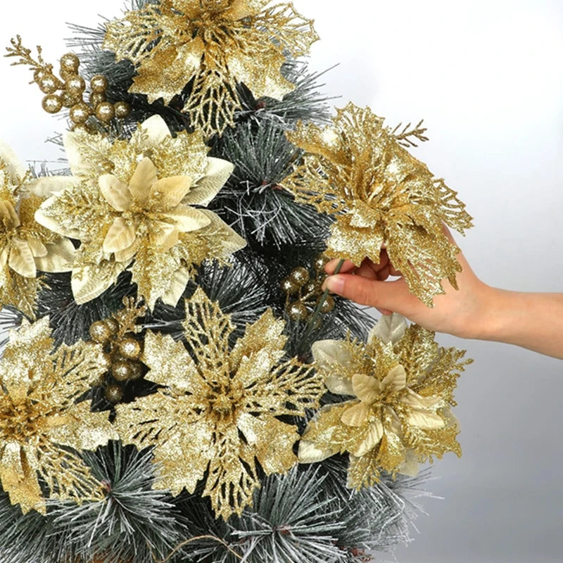 Tropical Christmas Flower & Berry Picks – 22-Piece Set