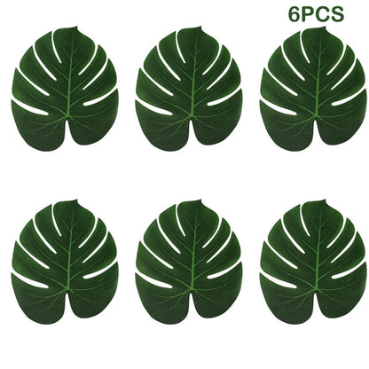 Tropical Christmas Palm & Monstera Leaves with Golden Accents