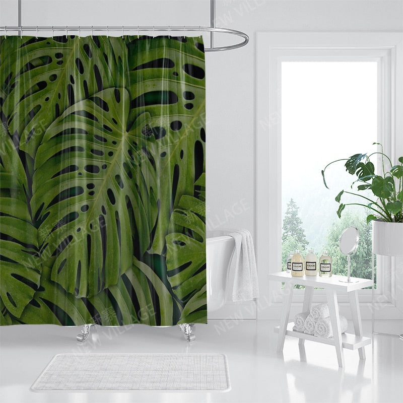 Monstera Leaf Shower Curtains