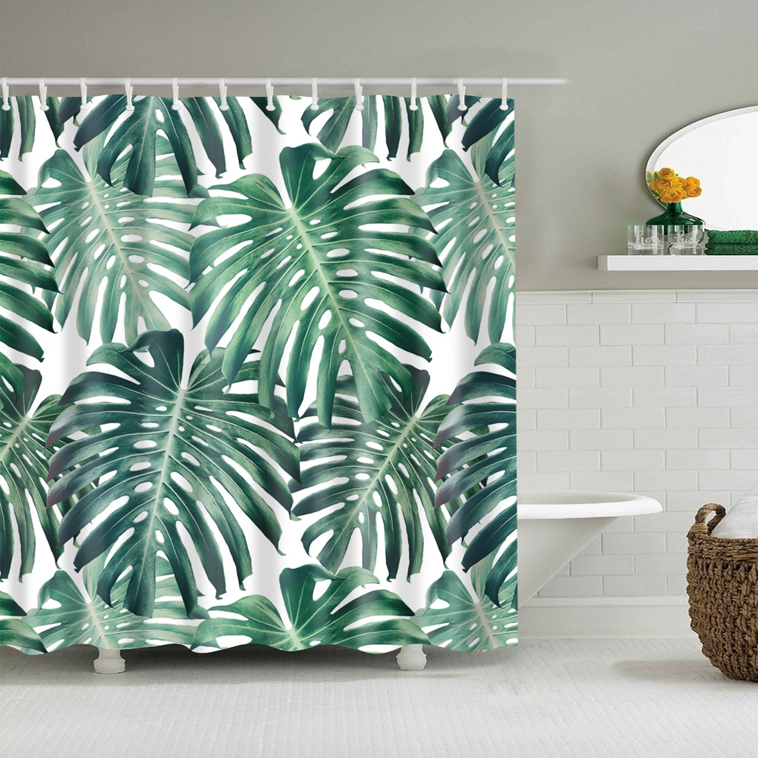 Monstera Leaf Print Shower Curtains