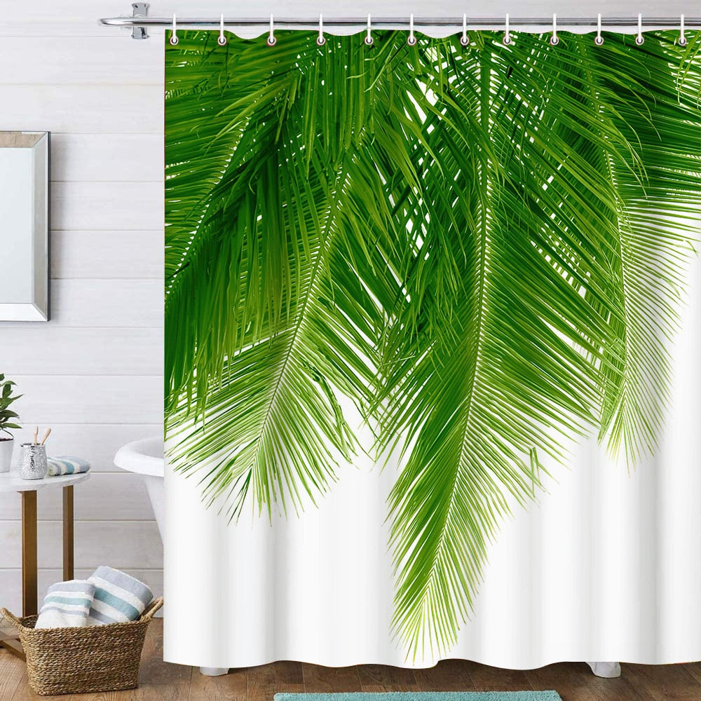 Palm Leaf Print Shower Curtains