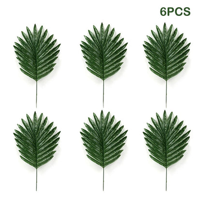 Tropical Christmas Palm & Monstera Leaves with Golden Accents
