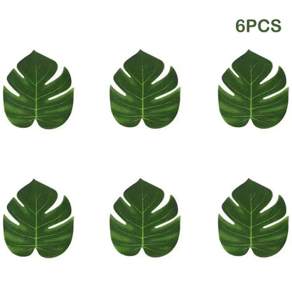 Tropical Christmas Palm & Monstera Leaves with Golden Accents