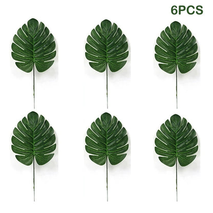 Tropical Christmas Palm & Monstera Leaves with Golden Accents