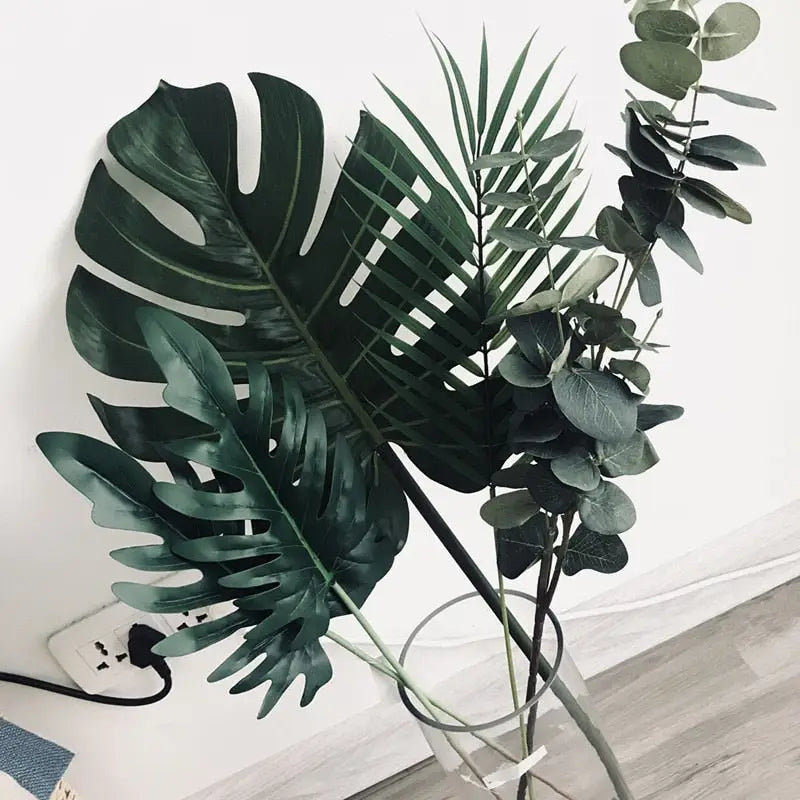 Artificial Monstera Leaves (With Stem)
