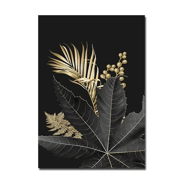 Black and gold tropical wall Art