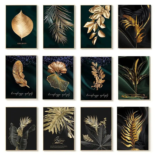 Black and gold tropical wall Art