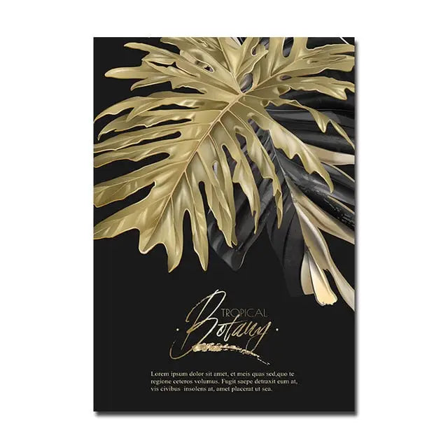 Black and gold tropical wall Art
