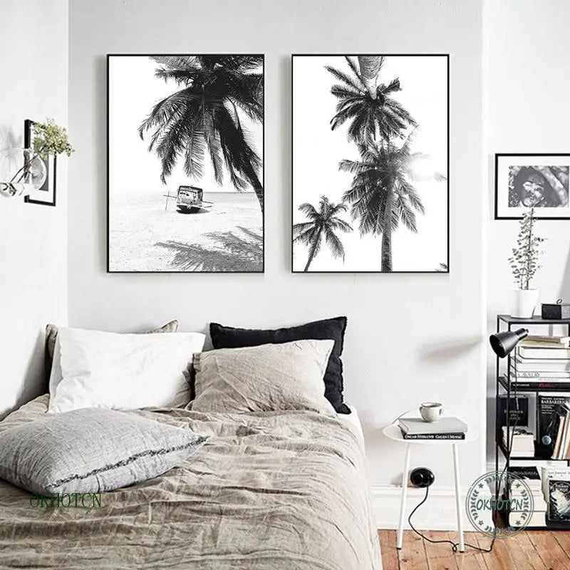 Black and White Tropical wall Art