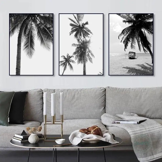 Black and White Tropical wall Art