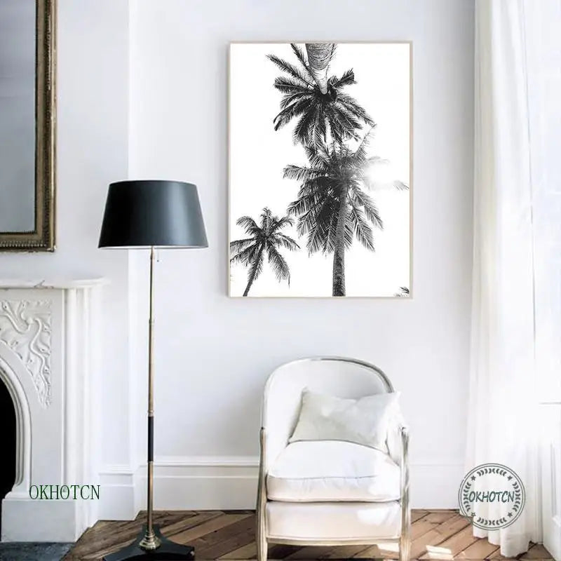 Black and White Tropical wall Art