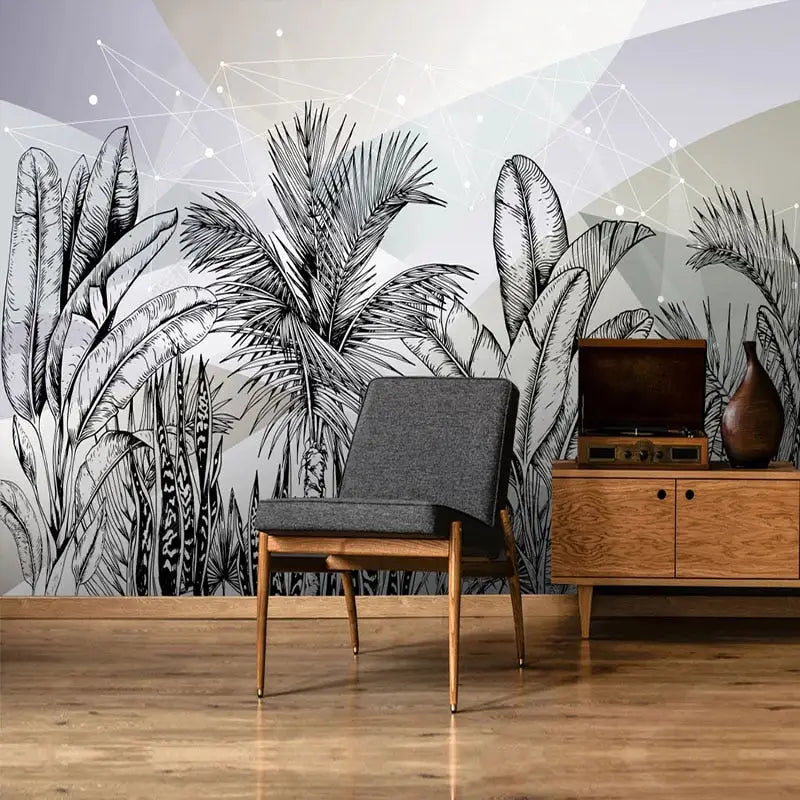 OhMyWall Wallpaper Jungle Tropical Black  White  Big Panorama  DECOVRY