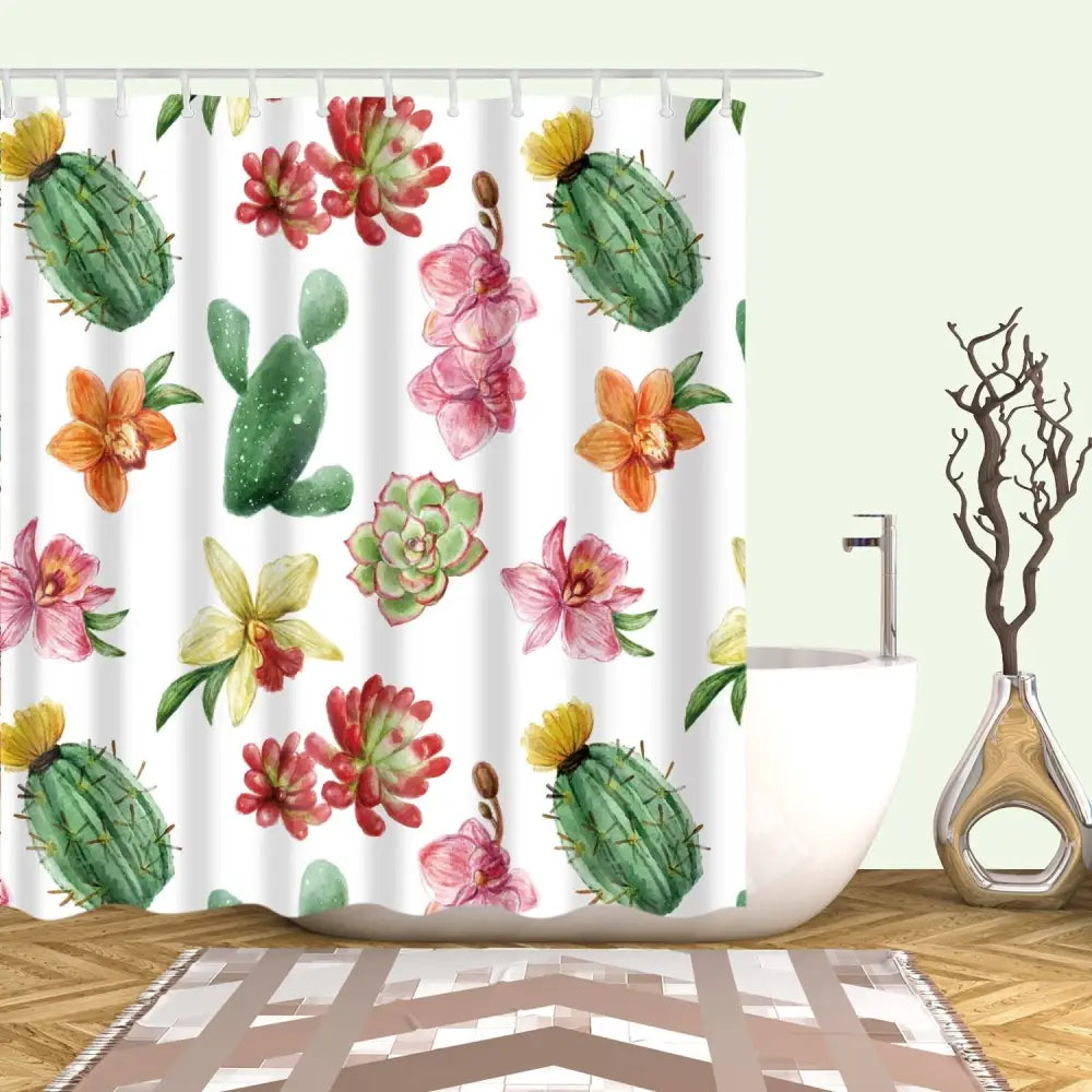 cactus-and-tropical-flowers-shower-curtain