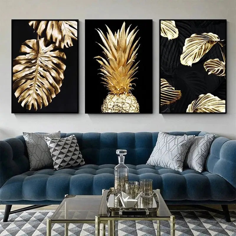 Gold Pineapple Wall Art