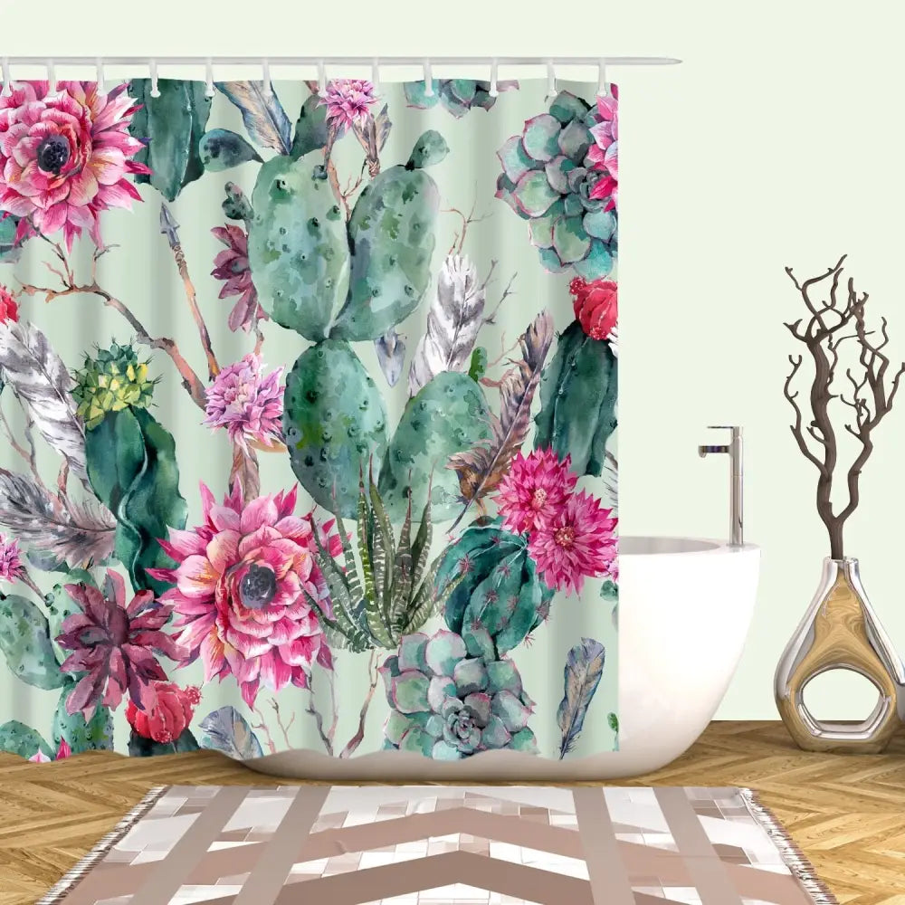 pink-cactus-shower-curtain
