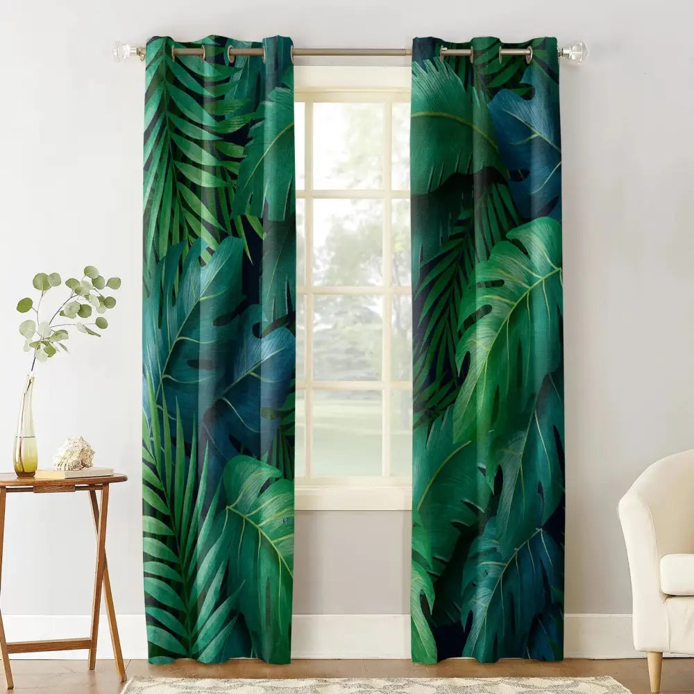 Tropical printed curtain